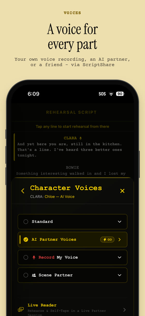 App Store screenshot: choose a voice for every part