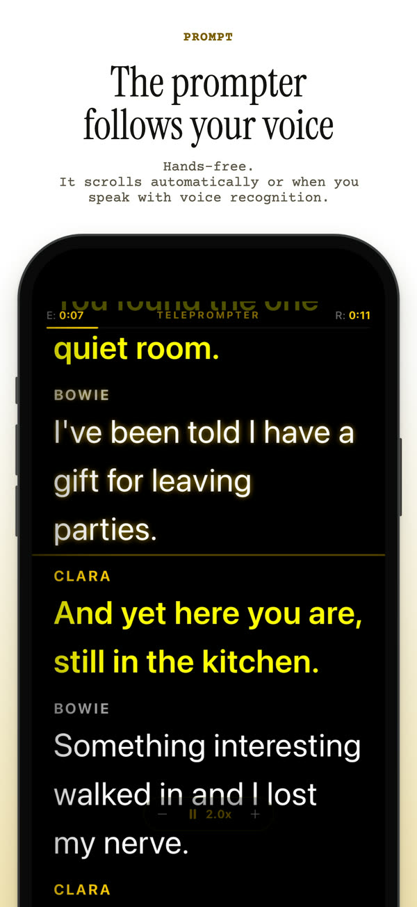 App Store screenshot: the teleprompter